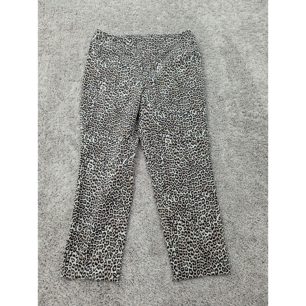 Chico's Ankle Pants Womens 1 Fabulously Slimming Stretch Leopard Print